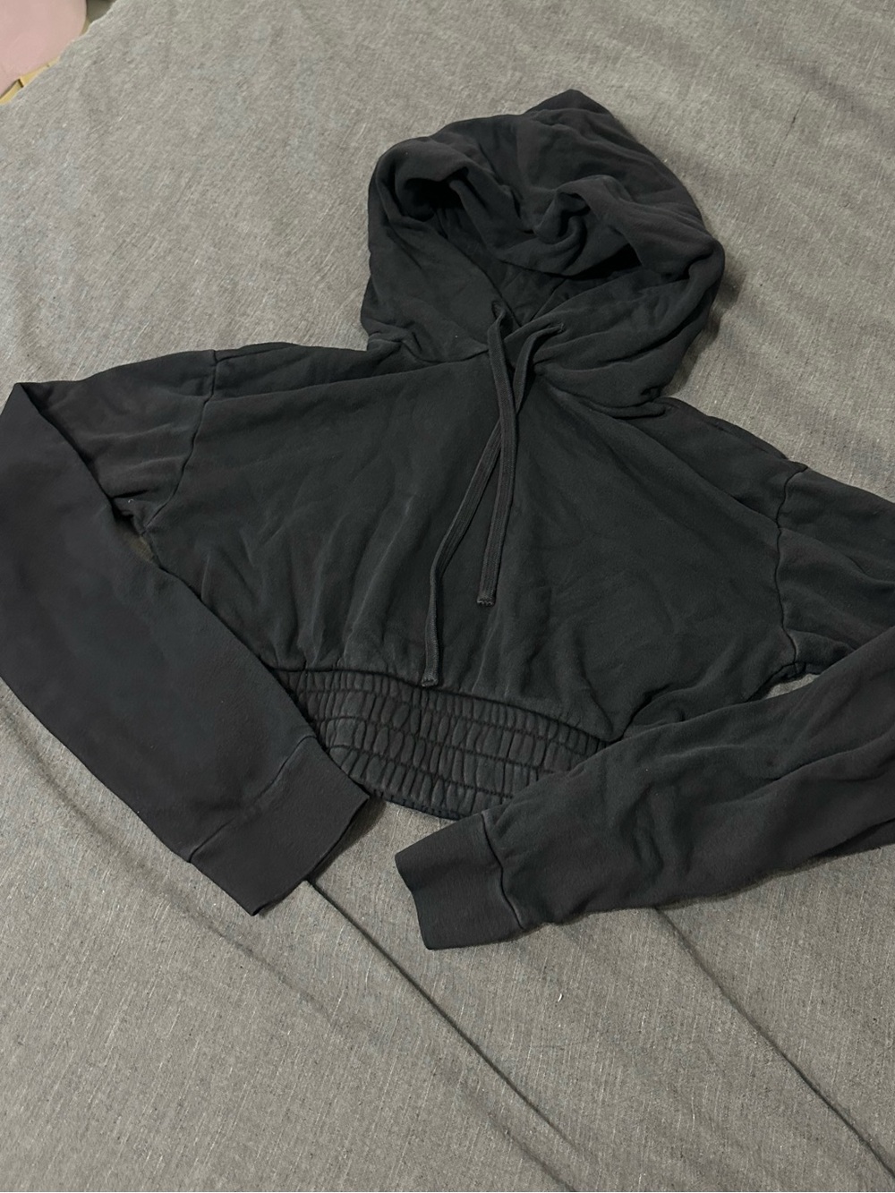 TALENTLESS Black Cropped Hoodie with Drawstring